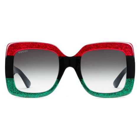 gucci red black and green sunglasses|gucci 56mm square sunglasses.